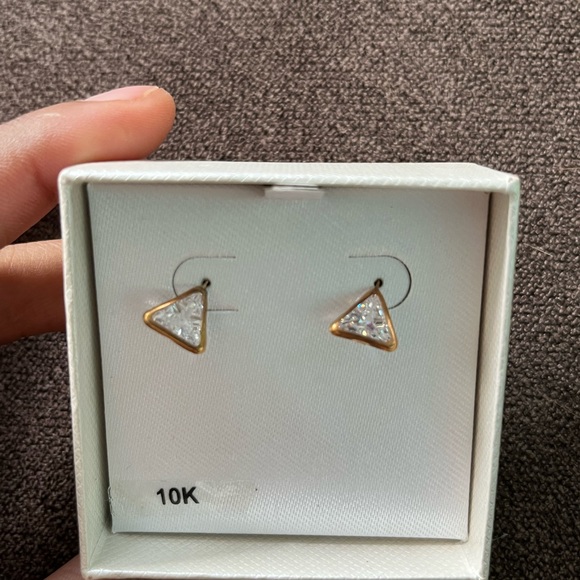 Dangle diamond triangle earrings - Picture 6 of 9